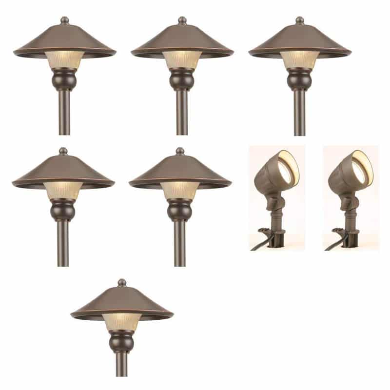 Hampton Bay Low-Voltage Bronze Outdoor Integrated LED Light Kit (8-Pack)