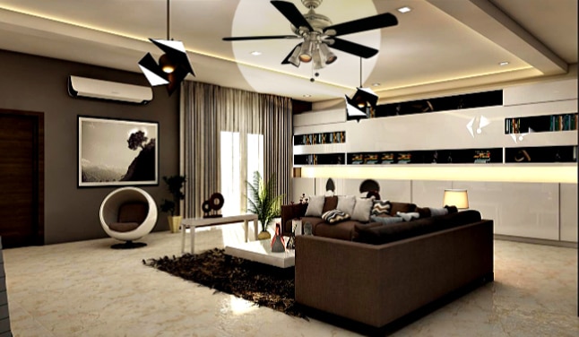 Hampton Bay Redington IV Ceiling Fan in Modern Room