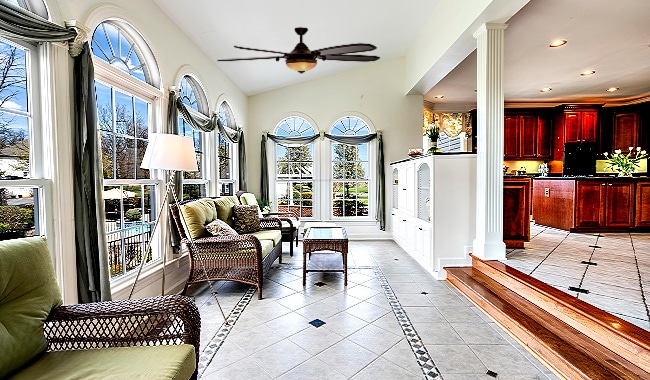 Hampton Bay Victoria Ceiling Fan in Large Room