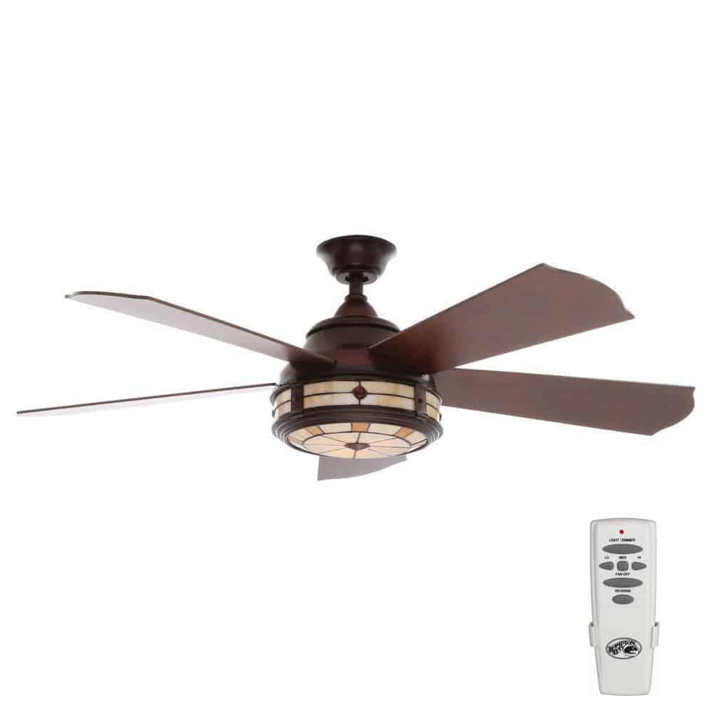 Savona 52 in. Indoor Weathered Bronze Ceiling Fan with Light Kit and Remote Control